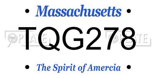 TQG278 Massachusetts License Plate