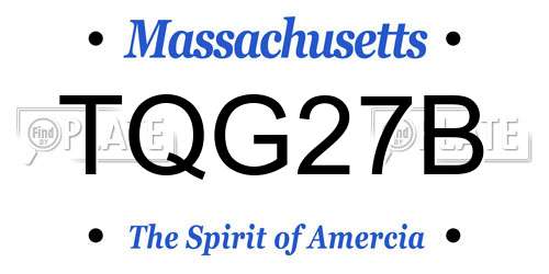 TQG27B Massachusetts License Plate