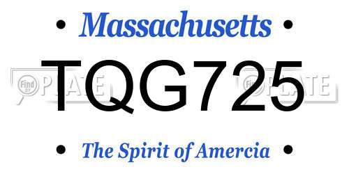 TQG725 Massachusetts License Plate