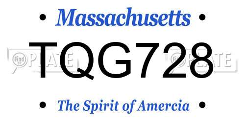 TQG728 Massachusetts License Plate