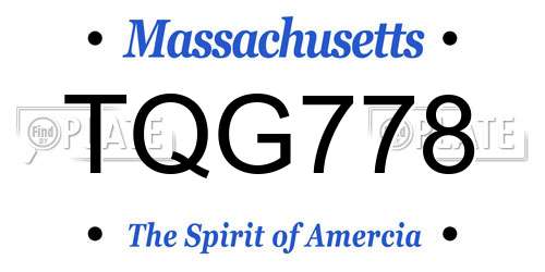 TQG778 Massachusetts License Plate