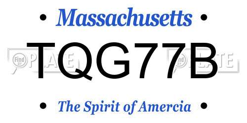 TQG77B Massachusetts License Plate