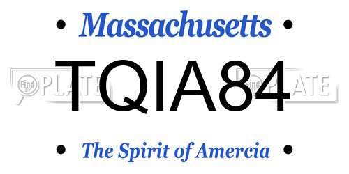TQIA84 Massachusetts License Plate
