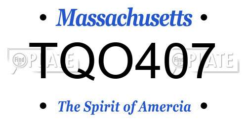 TQO407 Massachusetts License Plate