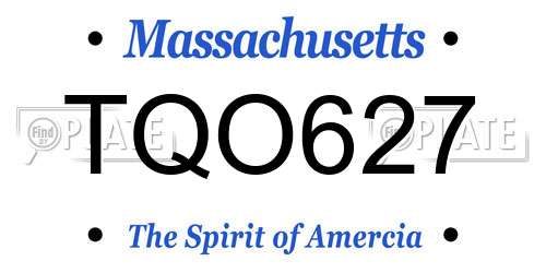 TQO627 Massachusetts License Plate
