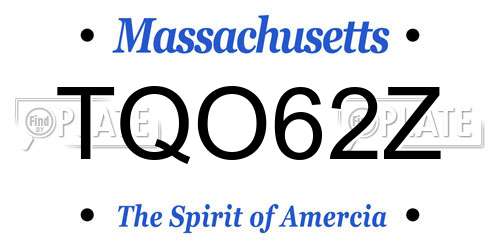 TQO62Z Massachusetts License Plate