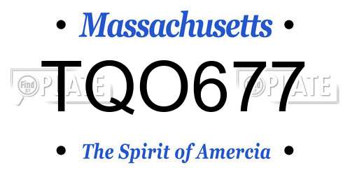 TQO677 Massachusetts License Plate