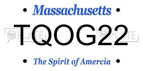 TQOG22 Massachusetts License Plate