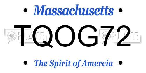 TQOG72 Massachusetts License Plate