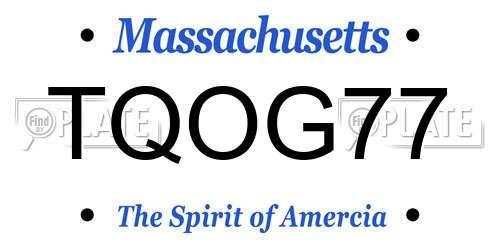 TQOG77 Massachusetts License Plate