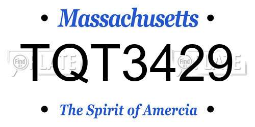 TQT3429 Massachusetts License Plate