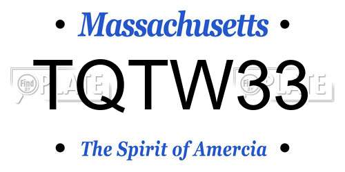 TQTW33 Massachusetts License Plate