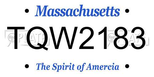 TQW2183 Massachusetts License Plate