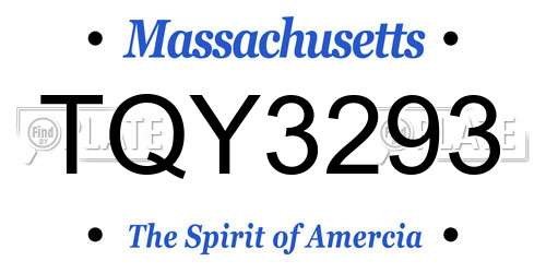 TQY3293 Massachusetts License Plate