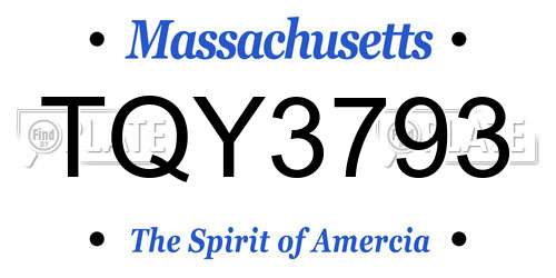 TQY3793 Massachusetts License Plate