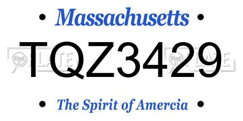 TQZ3429 Massachusetts License Plate