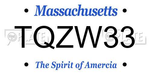 TQZW33 Massachusetts License Plate