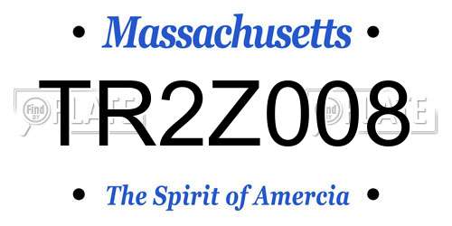 TR2Z008 Massachusetts License Plate