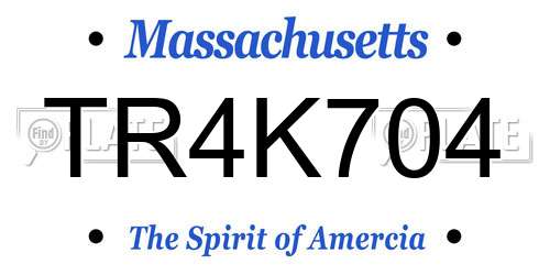 TR4K704 Massachusetts License Plate