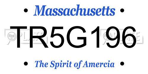 TR5G196 Massachusetts License Plate