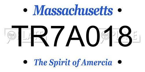 TR7A018 Massachusetts License Plate