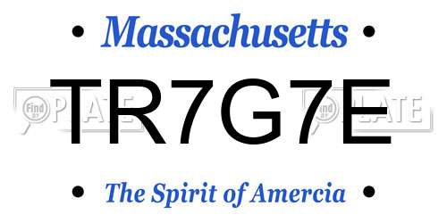 TR7G7E Massachusetts License Plate