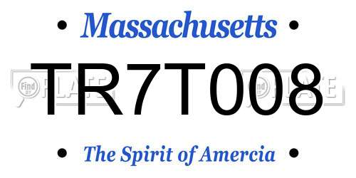 TR7T008 Massachusetts License Plate