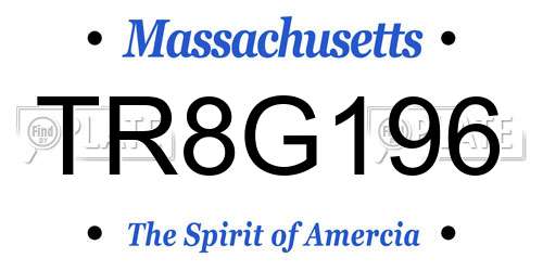 TR8G196 Massachusetts License Plate