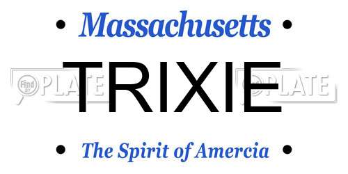 TRIXIE Massachusetts License Plate