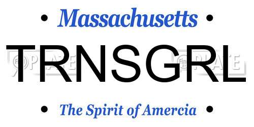 TRNSGRL Massachusetts License Plate