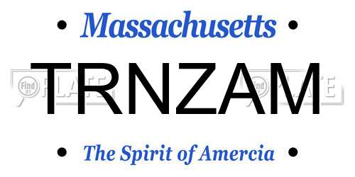 TRNZAM Massachusetts License Plate