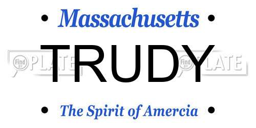 TRUDY Massachusetts License Plate
