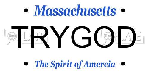 TRYGOD Massachusetts License Plate