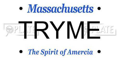 TRYME Massachusetts License Plate
