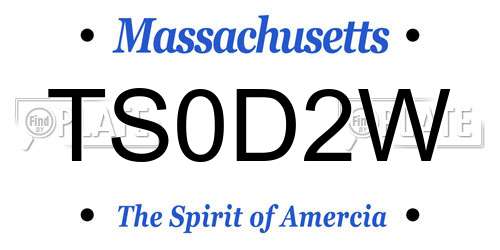 TS0D2W Massachusetts License Plate