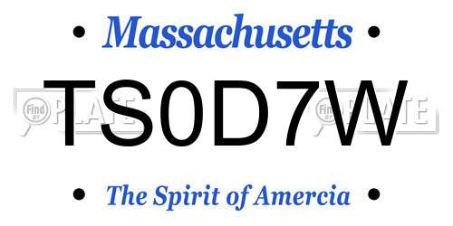 TS0D7W Massachusetts License Plate