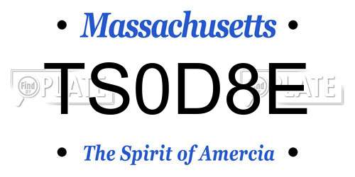 TS0D8E Massachusetts License Plate