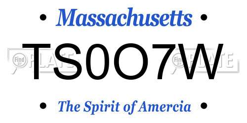 TS0O7W Massachusetts License Plate