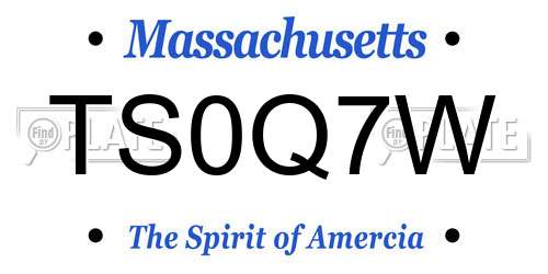 TS0Q7W Massachusetts License Plate