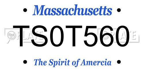 TS0T560 Massachusetts License Plate