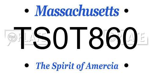 TS0T860 Massachusetts License Plate