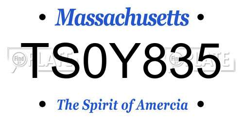 TS0Y835 Massachusetts License Plate