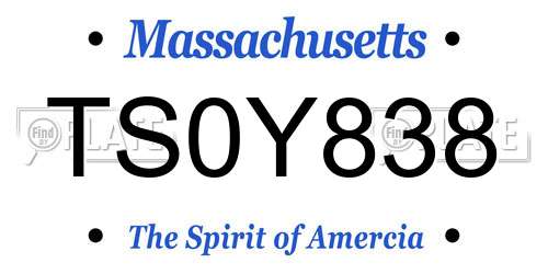 TS0Y838 Massachusetts License Plate