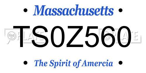 TS0Z560 Massachusetts License Plate