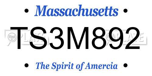 TS3M892 Massachusetts License Plate