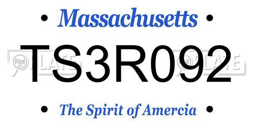 TS3R092 Massachusetts License Plate