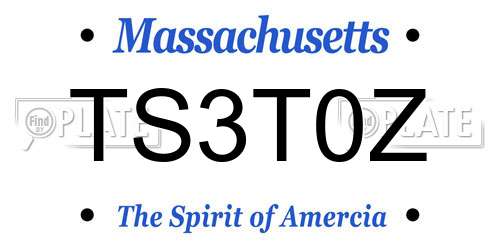 TS3T0Z Massachusetts License Plate