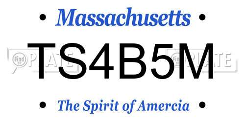 TS4B5M Massachusetts License Plate