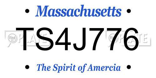TS4J776 Massachusetts License Plate