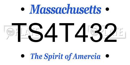 TS4T432 Massachusetts License Plate